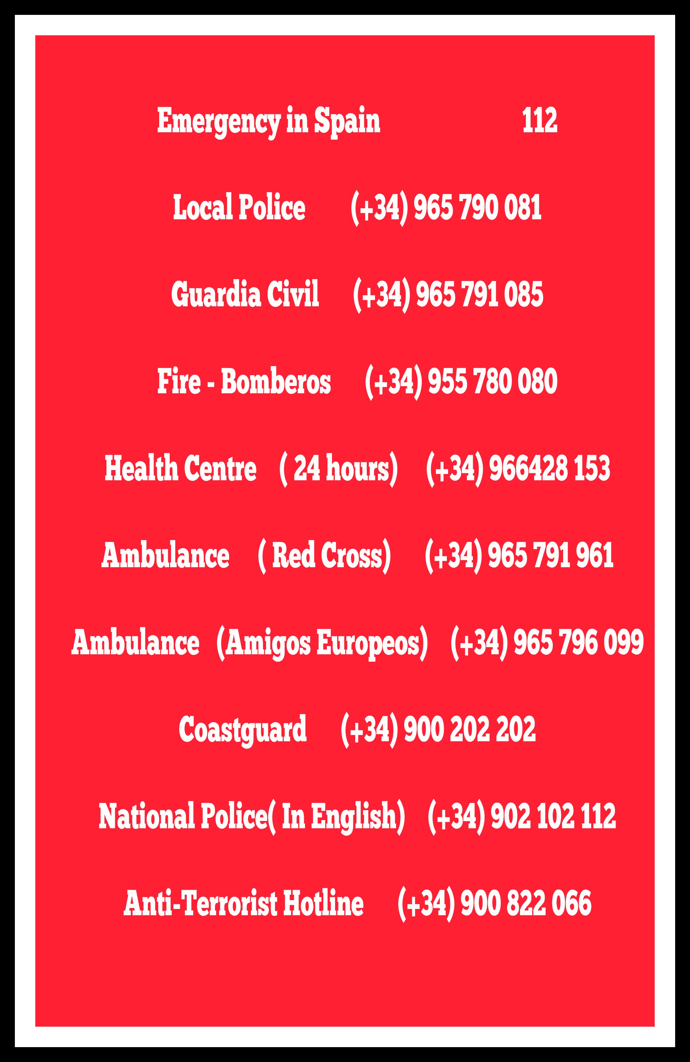 Emergency Contact Numbers