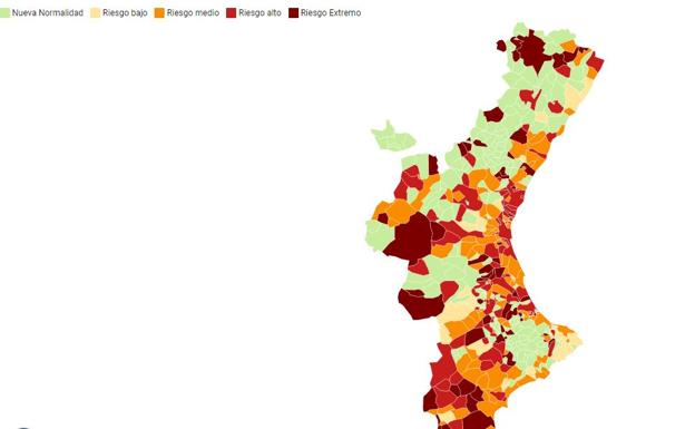 Covid traffic light in the Community: Recent levels in each municipality.