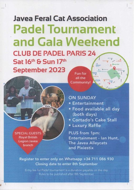 Gala Weekend at Paris 24 in aid of Javea Feral Cat Association.